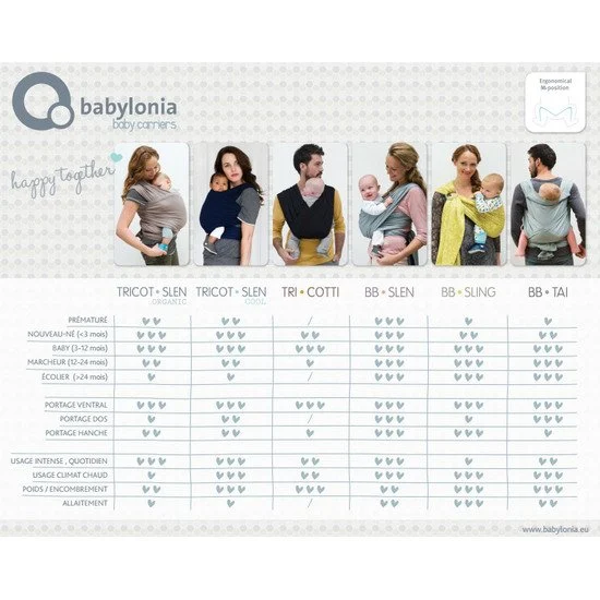 Écharpe de portage Tricot-Slen Organic extensible bio   Anthracite        540 cm   de               Babylonia