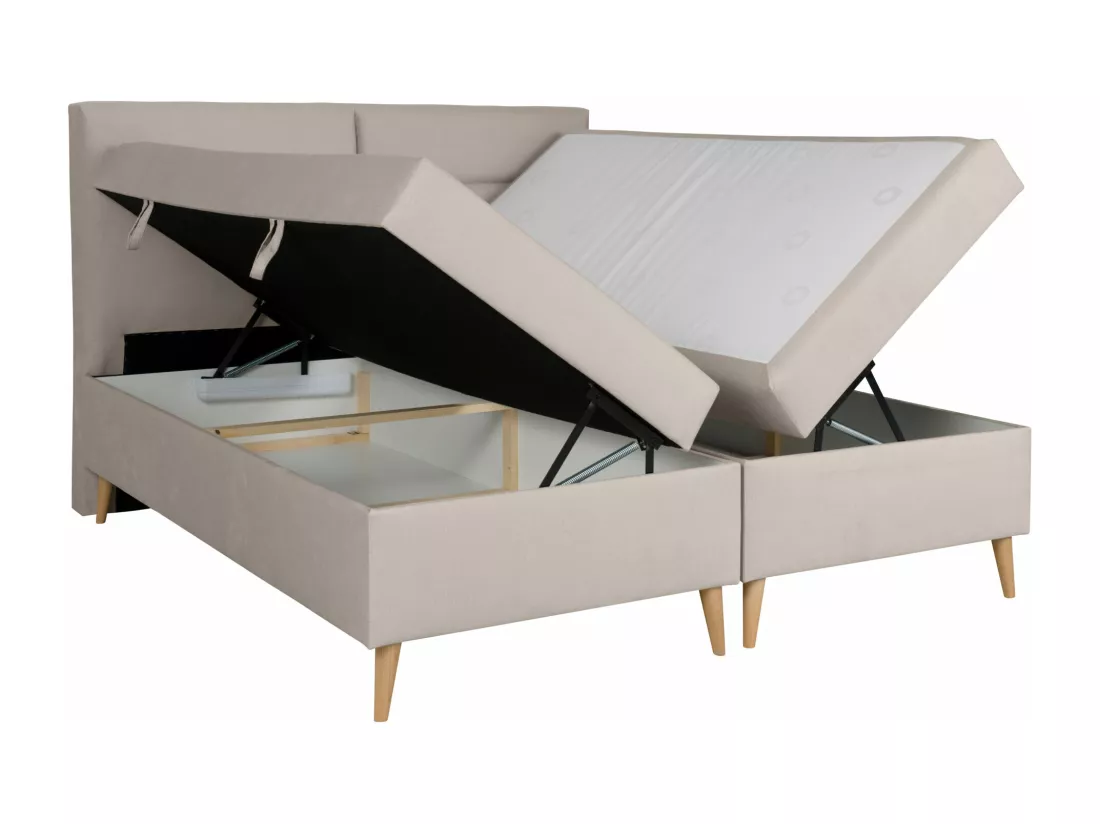 LIT BOXSPRING avec coffres de lit et surmatelas Scarlett 160x200 cm, Fancy 06 (Beige clair)