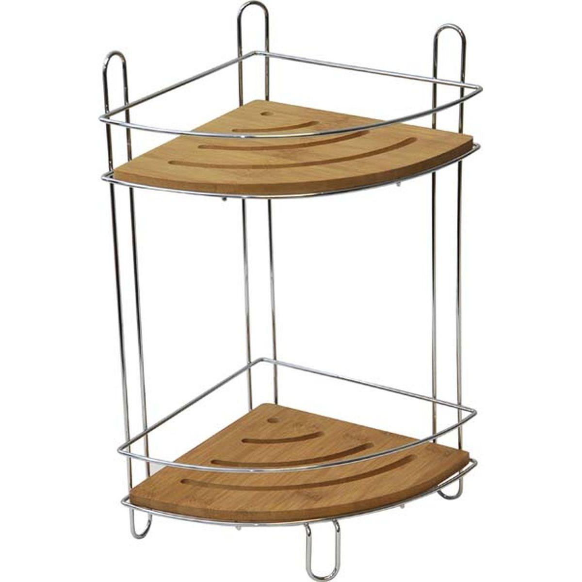 ETAGERE D ANGLE FIL METAL  BAMBOU 2 NIVEAUX  CHROME  BAMB