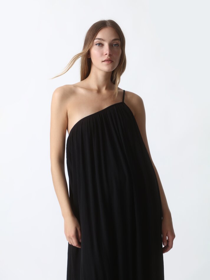 Vestido assimétrico de chiffon - Preto