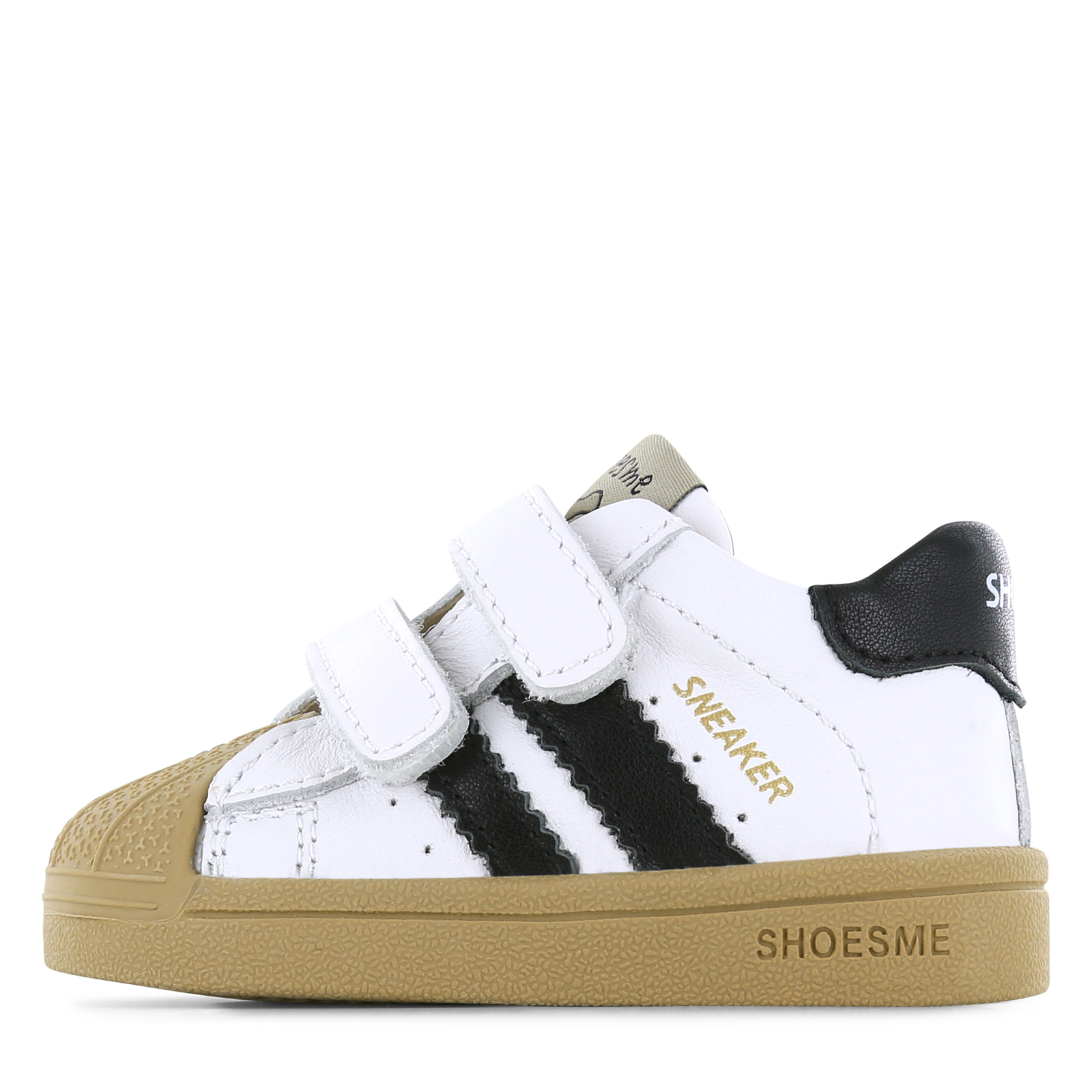 Shoesme wit-zwart sneakertje met stootneus Microfiber leer | Uni schoenen