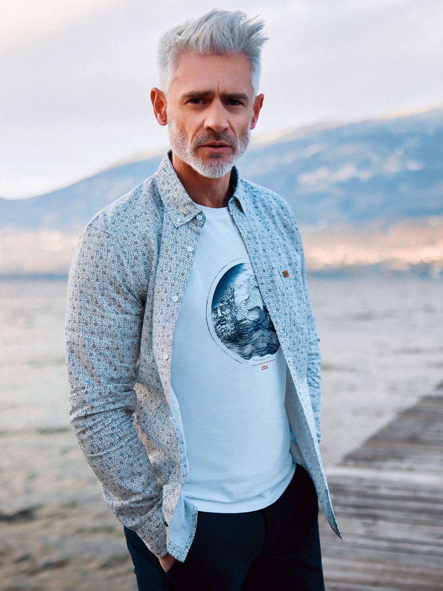 Chemise Homme A Motif Bleu et Blanc