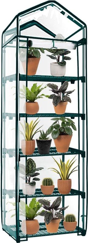 Springos - Kweekkas - Donkergroen - Tuinkast - 5 Planken - 190x50x70 CM