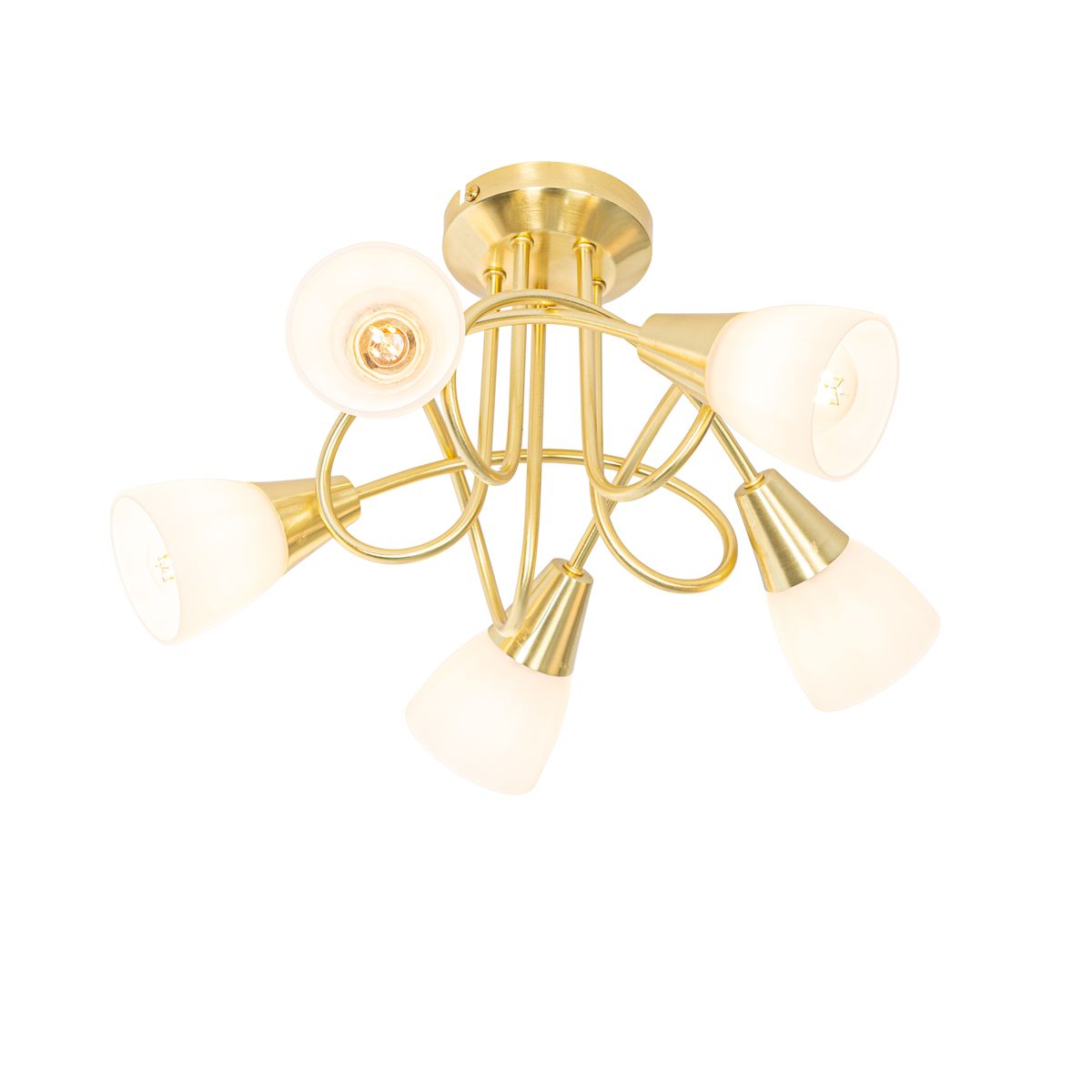 Klassieke plafondlamp goud met opaal glas 5-lichts - Inez