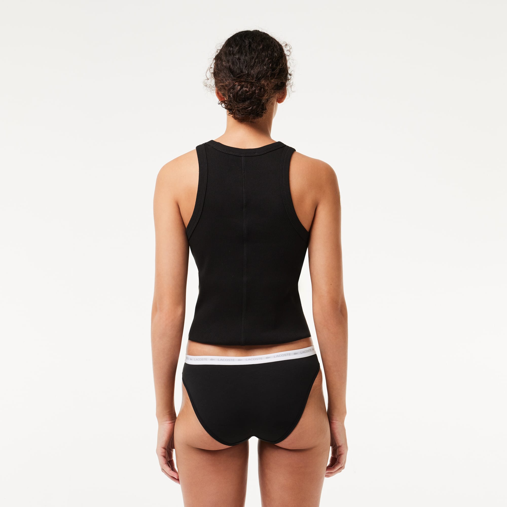 Lot de 3 culottes siglées en coton stretch Culottes & bas - Noir - Lacoste - Femme