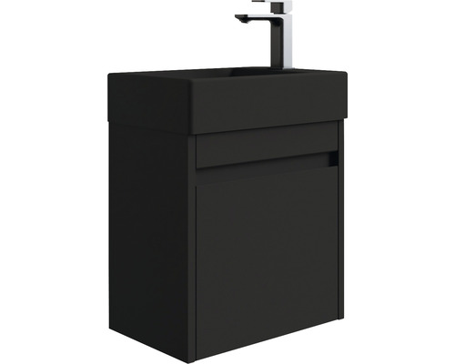 Basano Avellino wastafelmeubel, BxHxD 45 x 54 x 28 cm, frontkleur matzwart met keramische wastafel in zwart