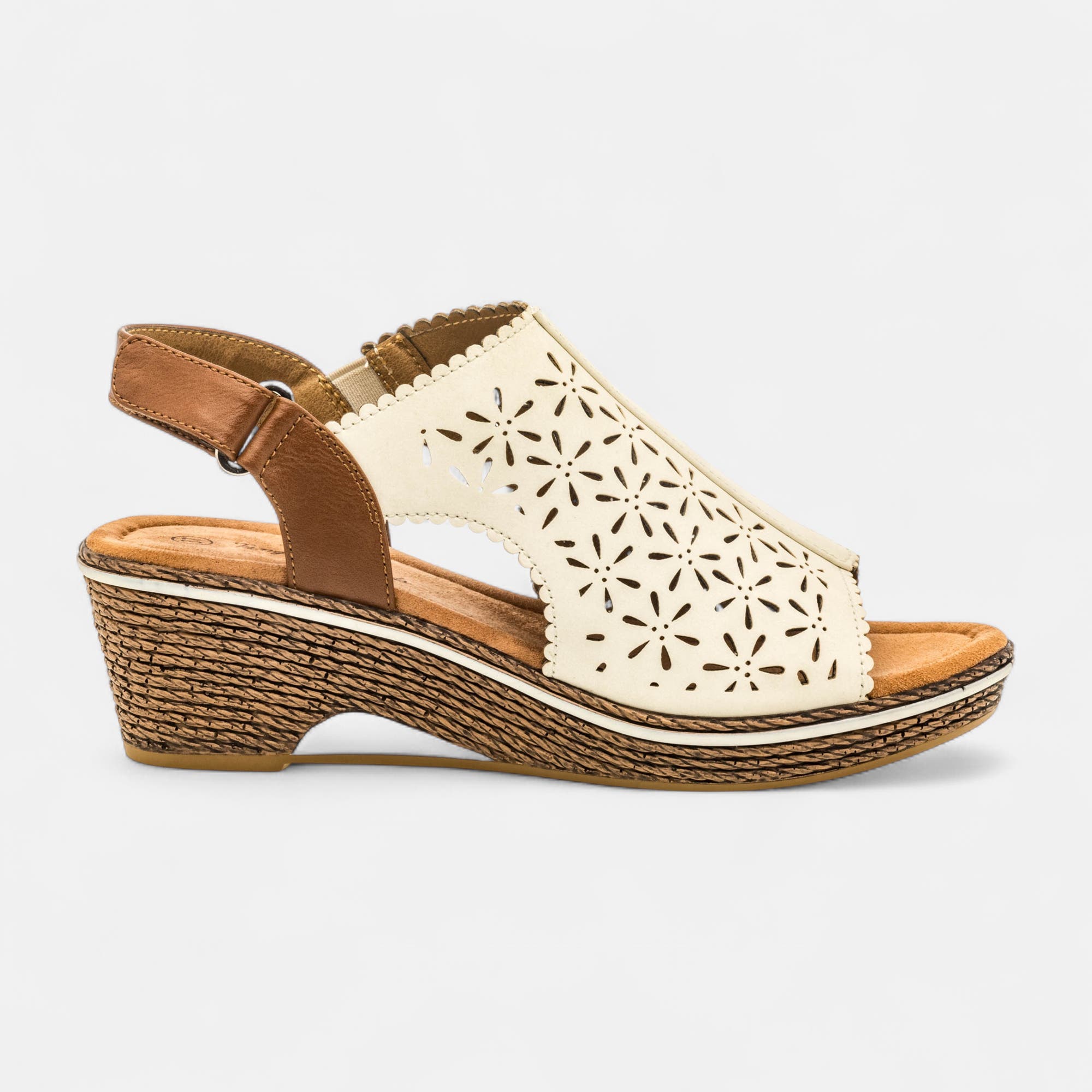 Nu-pieds à talon compensé Femme beige