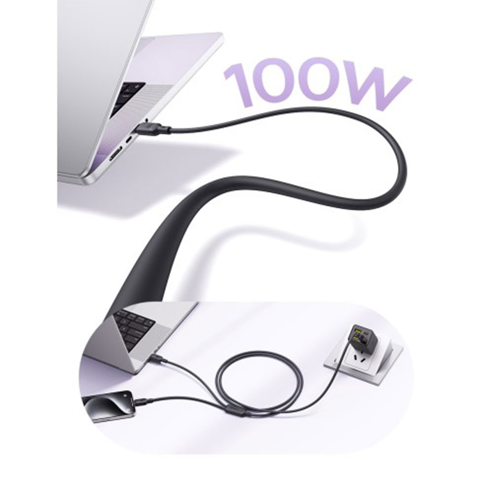 (1.5m) 100W 2in1 USB C auf 2x USB C Ladekabel Datenkabel Power Delivery - Lila