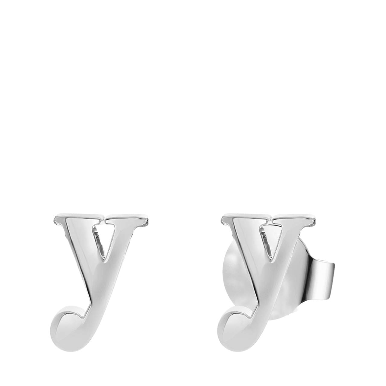 Stalen oorknoppen met hanger letter