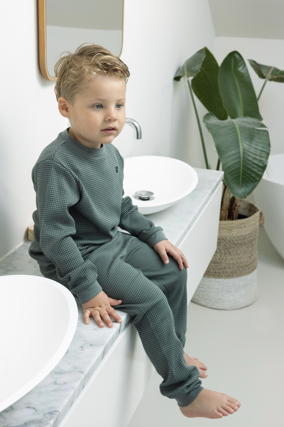 Feetje Feetje pyjama kids wafel Family Limited Edition zeegroen