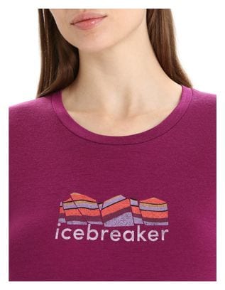 T-shirt Manches Courtes Mérinos Femme Icebreaker Tech Lite II Mountain Geology Violet
