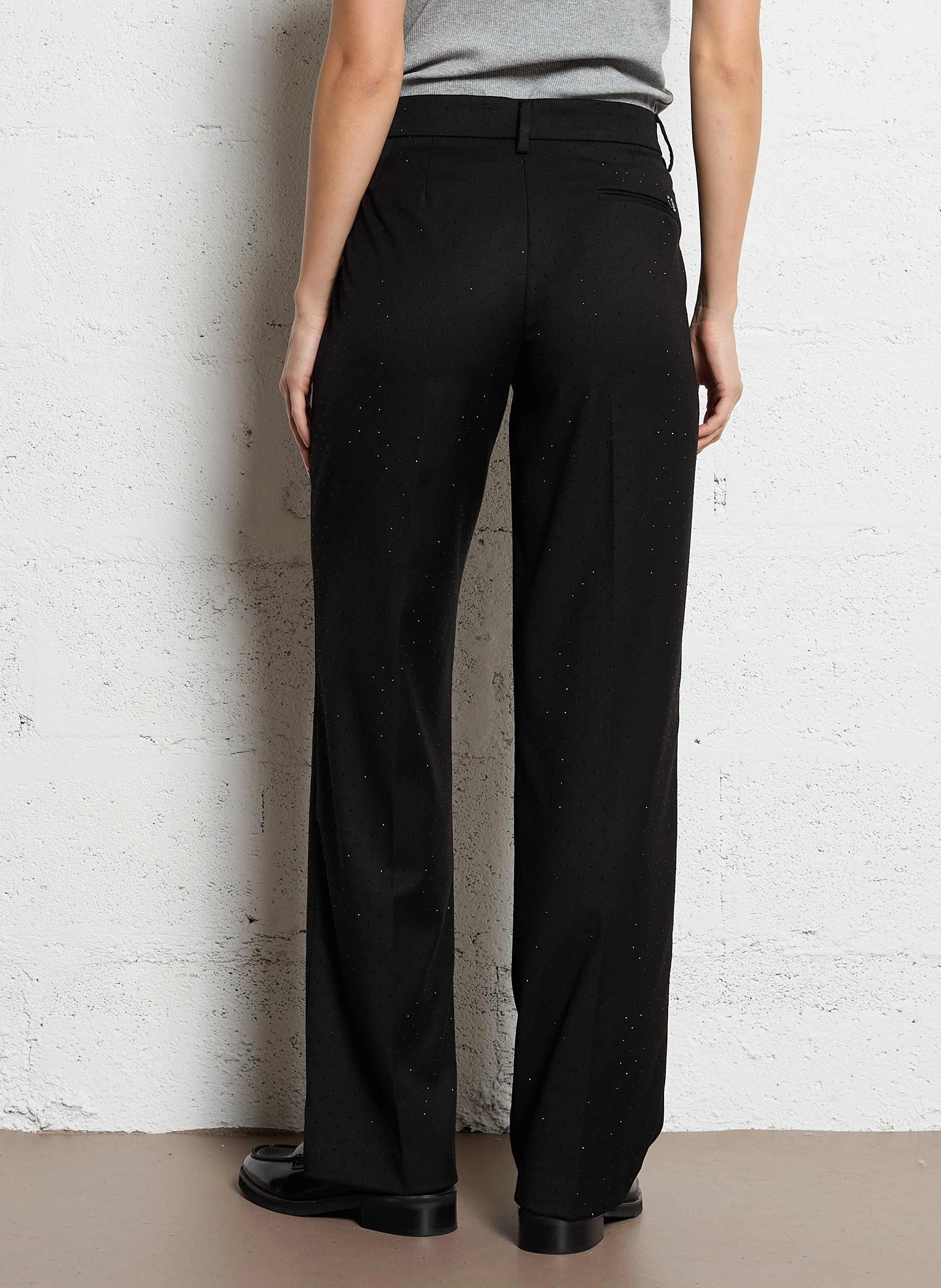 Pantalon droit chino à studs | Noir