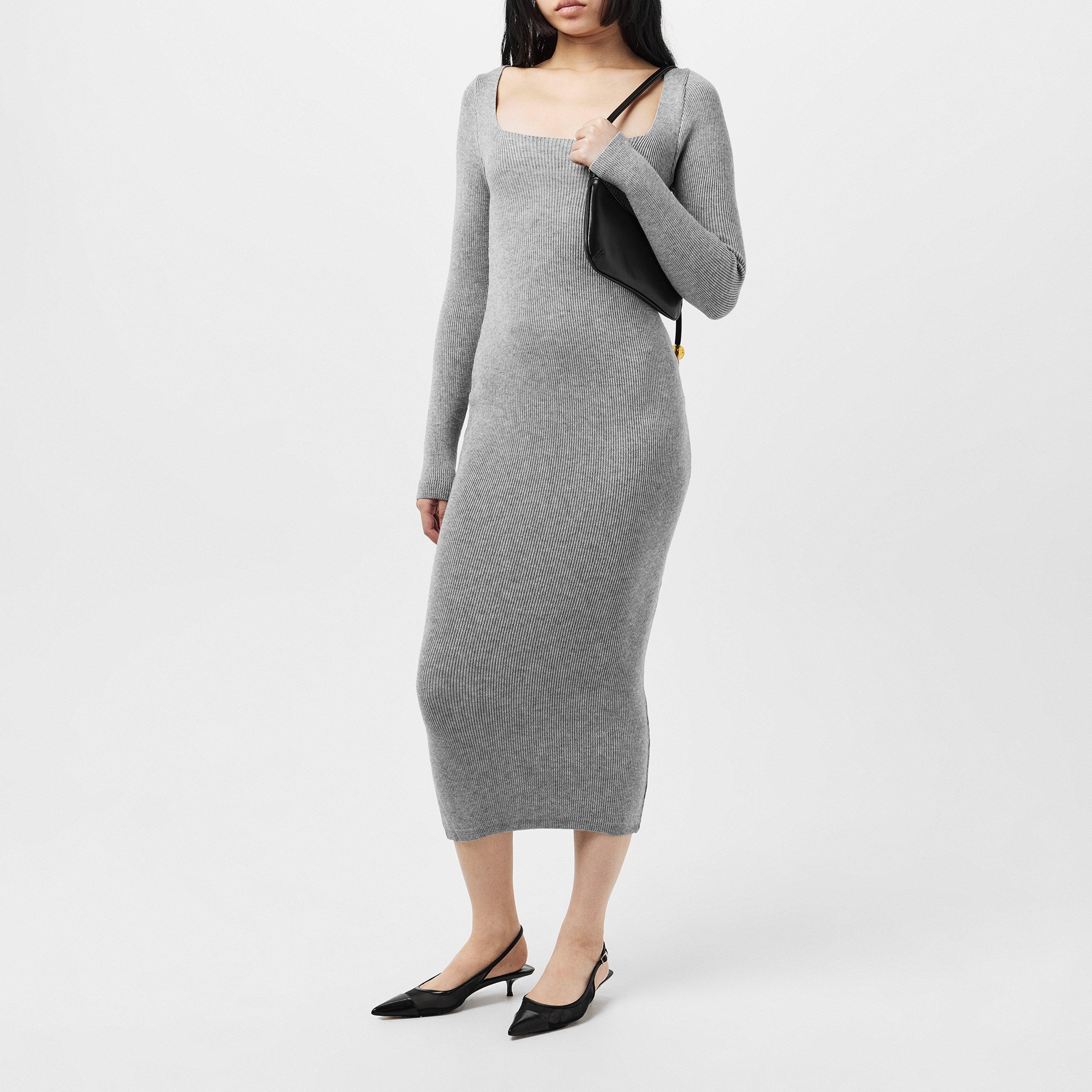 Missy Empire ME Knit Square Neck Midi Dress Womens