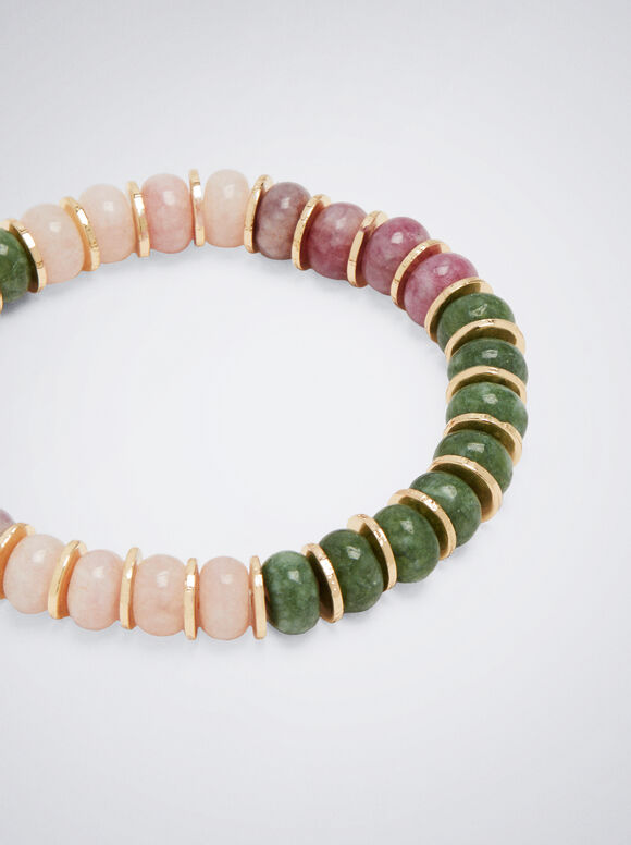 Pulseira elástica com pedra - Rosa