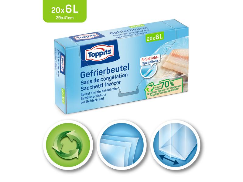 Toppits Gefrierbeutel 20 Stück Gefrierbeutel aus Drei-Schicht-Spezial-Folie