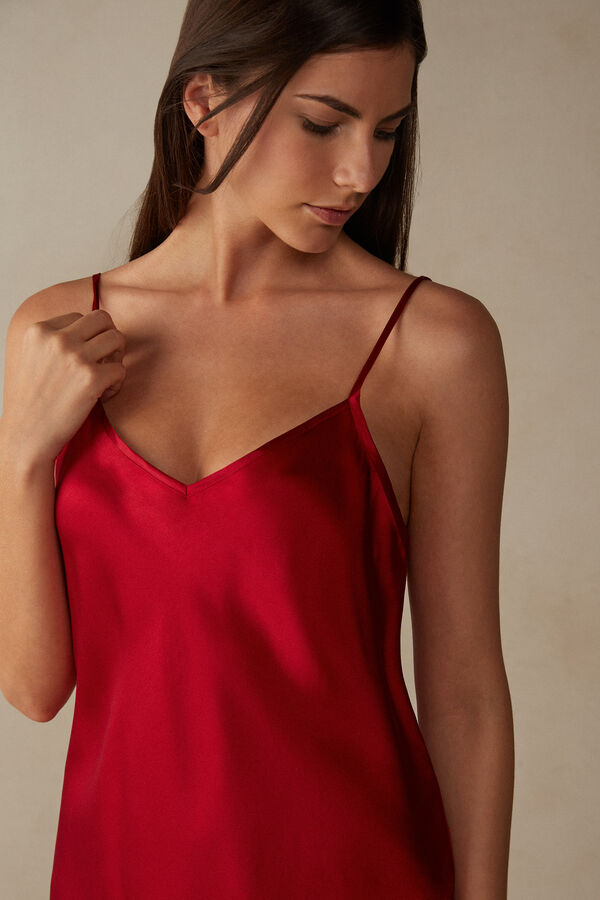 Blusa de cetim de seda com decote em V