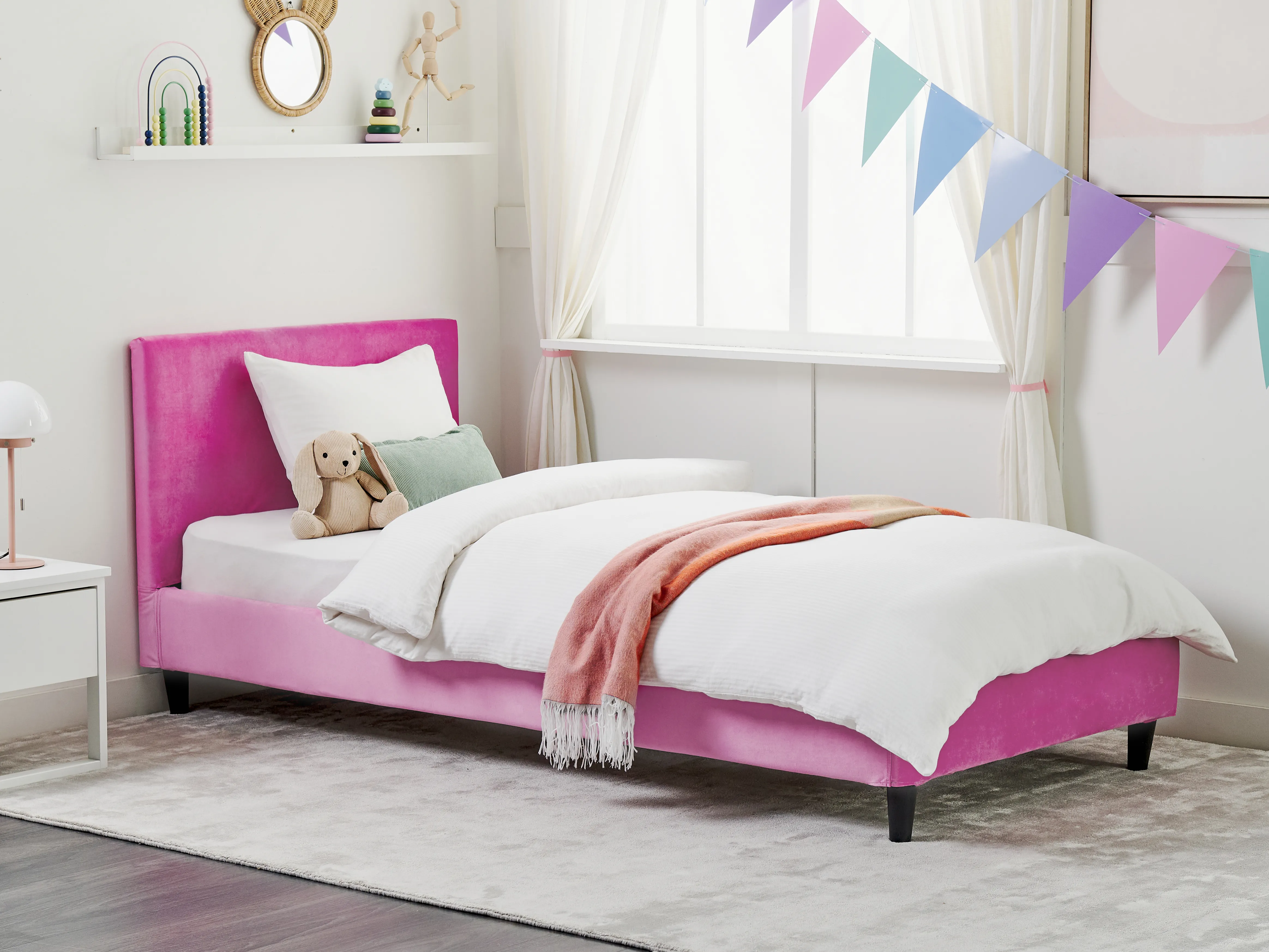 Bed Fluweel FITOU 90 x 200 cm Fuchsia