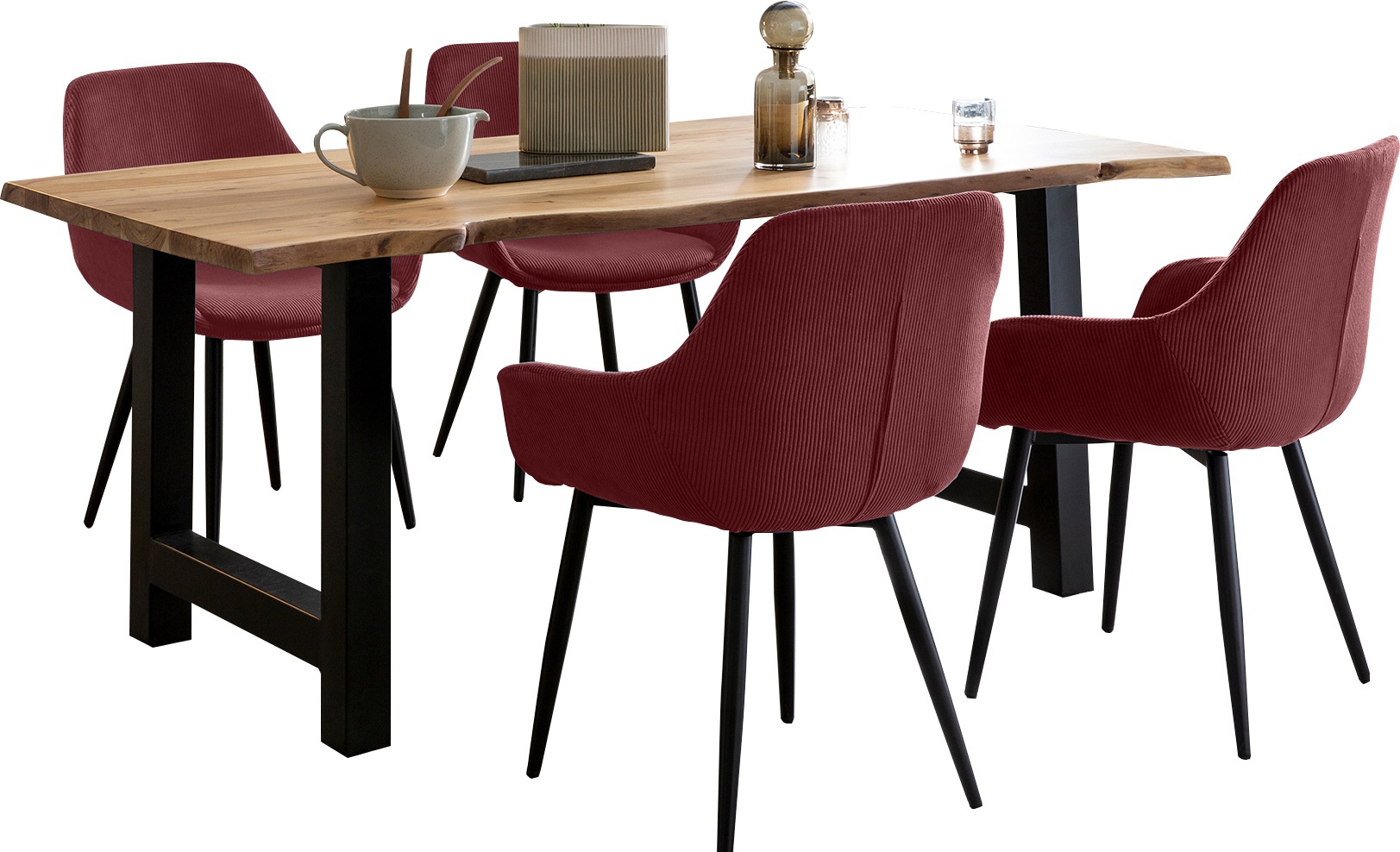 SalesFever Essgruppe »Stilvolle Essgruppe« Set, 5 Stk. tlg. 5-teiliges Massivholz-Set, geölt und doppelt gewachst