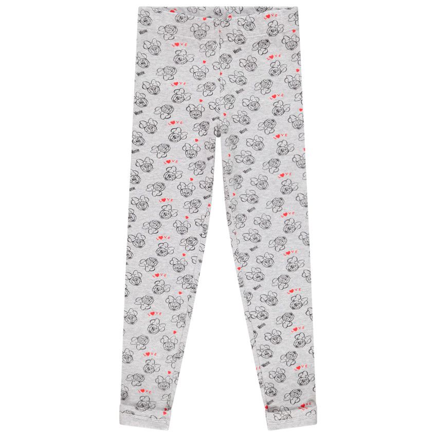 Legging en jersey imprimé Minnie Disney pour enfant fille - Gris chiné