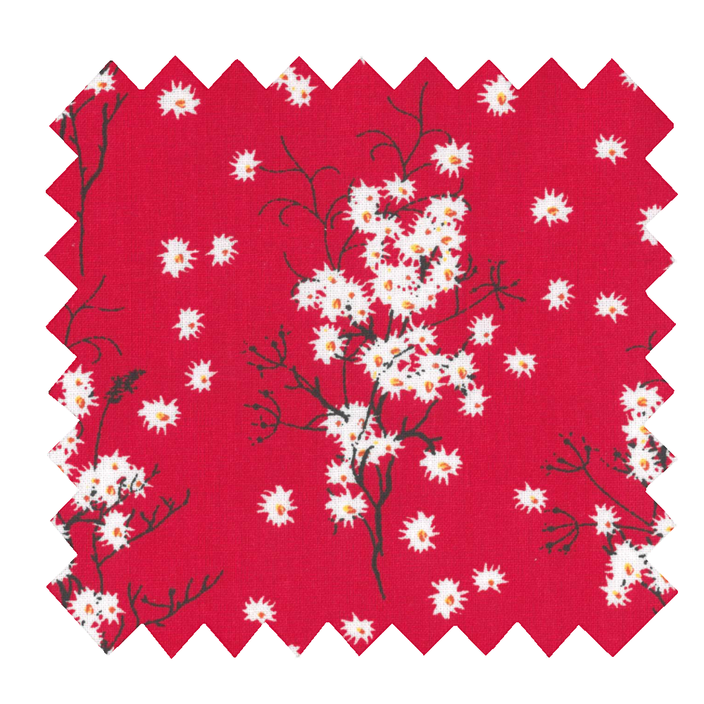 Tissu Coton Au Mètre Ex2255 Fleur De Cerisier Rouge