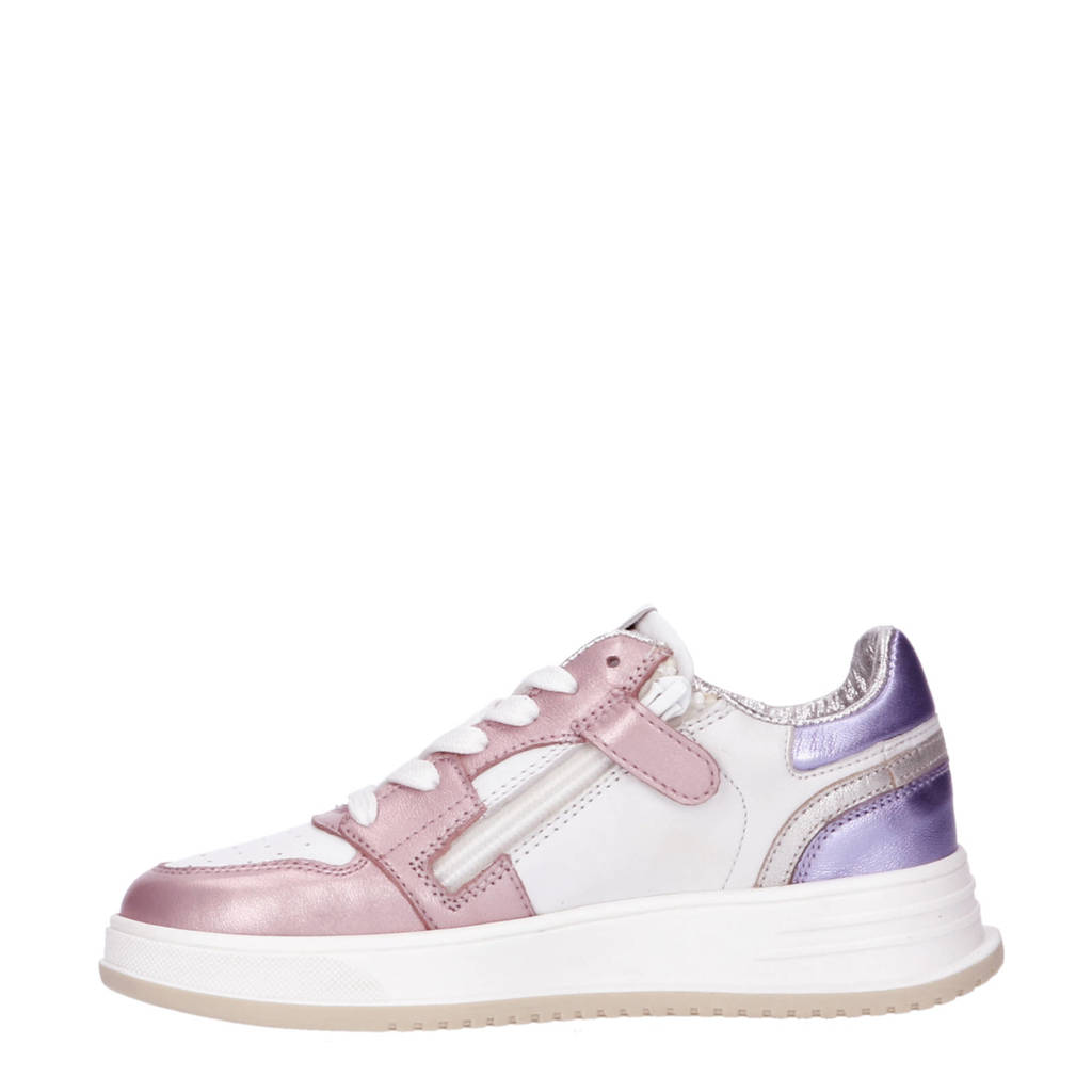 Hip leren sneakers brons/wit