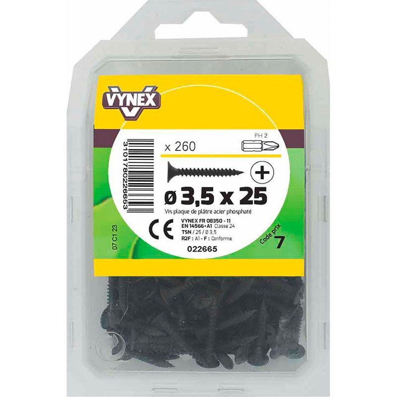 Vis plaque de platre tête trompette acier phosphalté noir