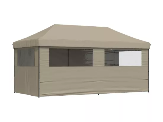Tente de réception pliable escamotable 4 parois latérales taupe