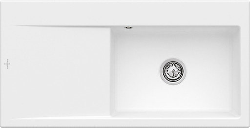 Évier en céramique 1 cuve à droite à encastrer Villeroy & Boch Subway Style blanc brillant