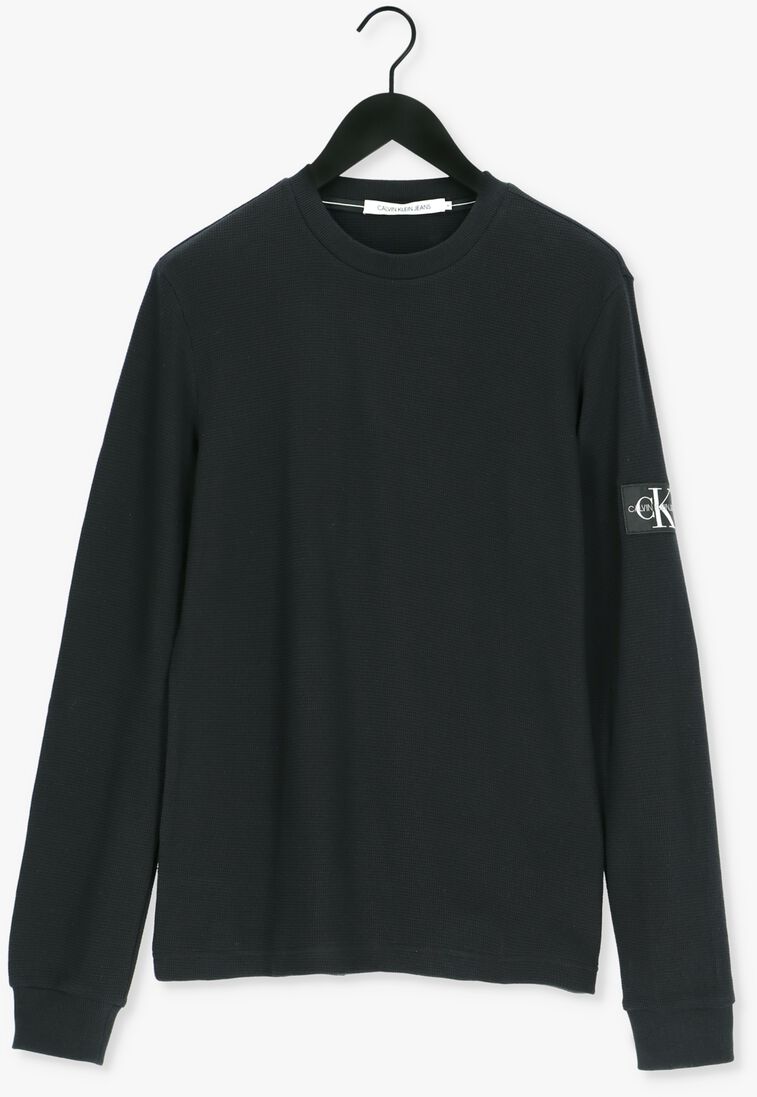 CALVIN KLEIN zwarte calvin klein sweater badge waffle ls tee