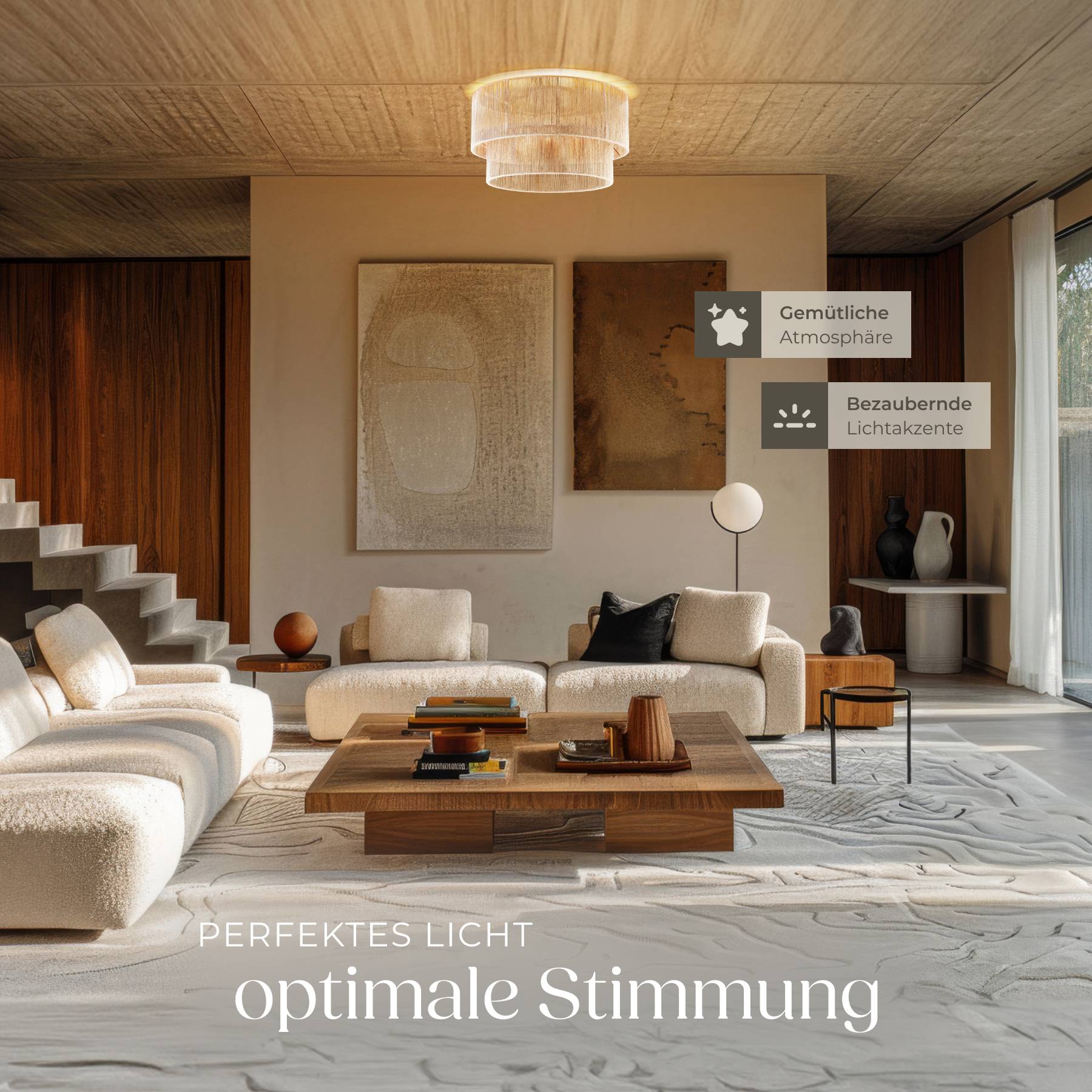 Deckenleuchte  Lignea Lux aus Jute