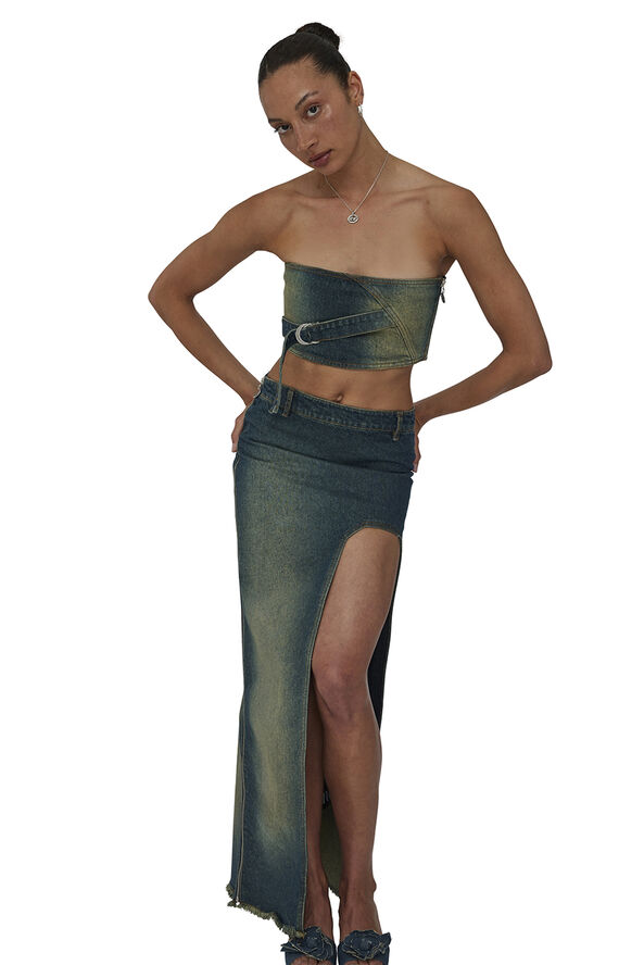Cannari Concept Curved Slit Skirt Peridot blue