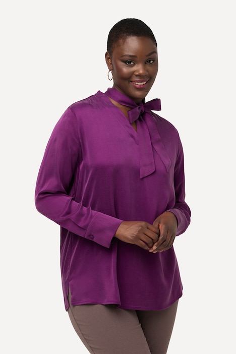 Cuprobluse, Schluppe, V-Ausschnitt, Langarm