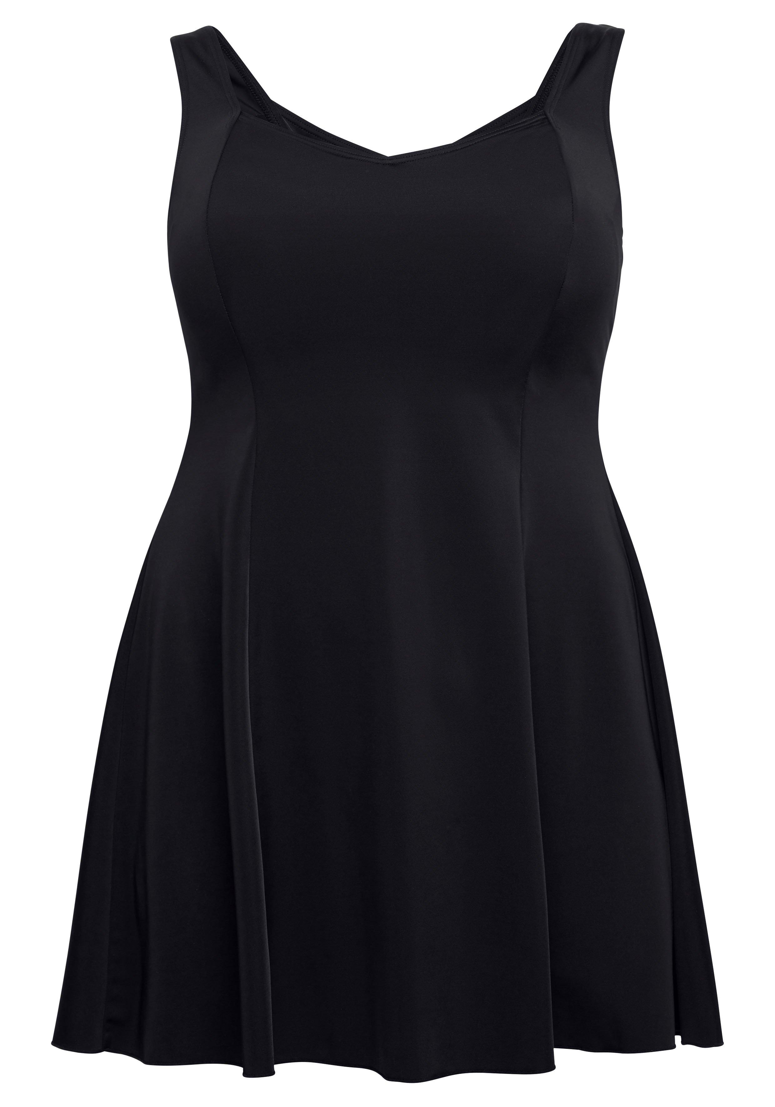 Badekleid mit V-Ausschnitt und integrierter Hose.
