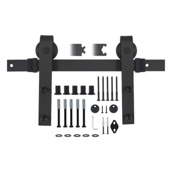 Starx Schuifdeursysteem industrieel mat zwart complete set met hangrollen