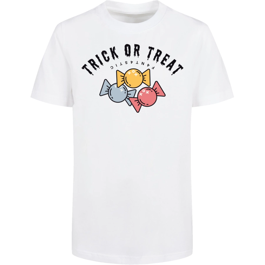F4NT4STIC Basic Kids Tee Trick Or Treat Halloween weiß