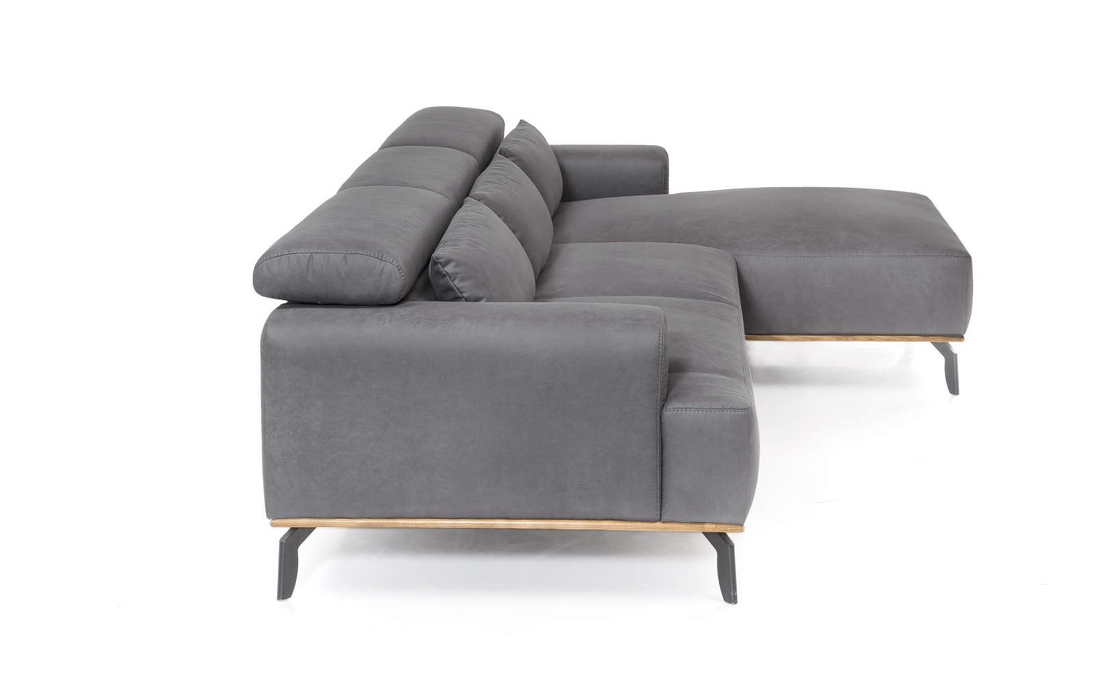 Ecksofa - steel - Microfaser - Recamiere rechts