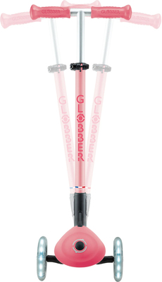 Globber Primo Sammenleggbar Plus Lights V2 3-hjuls Sparkesykkel, Coral Pink