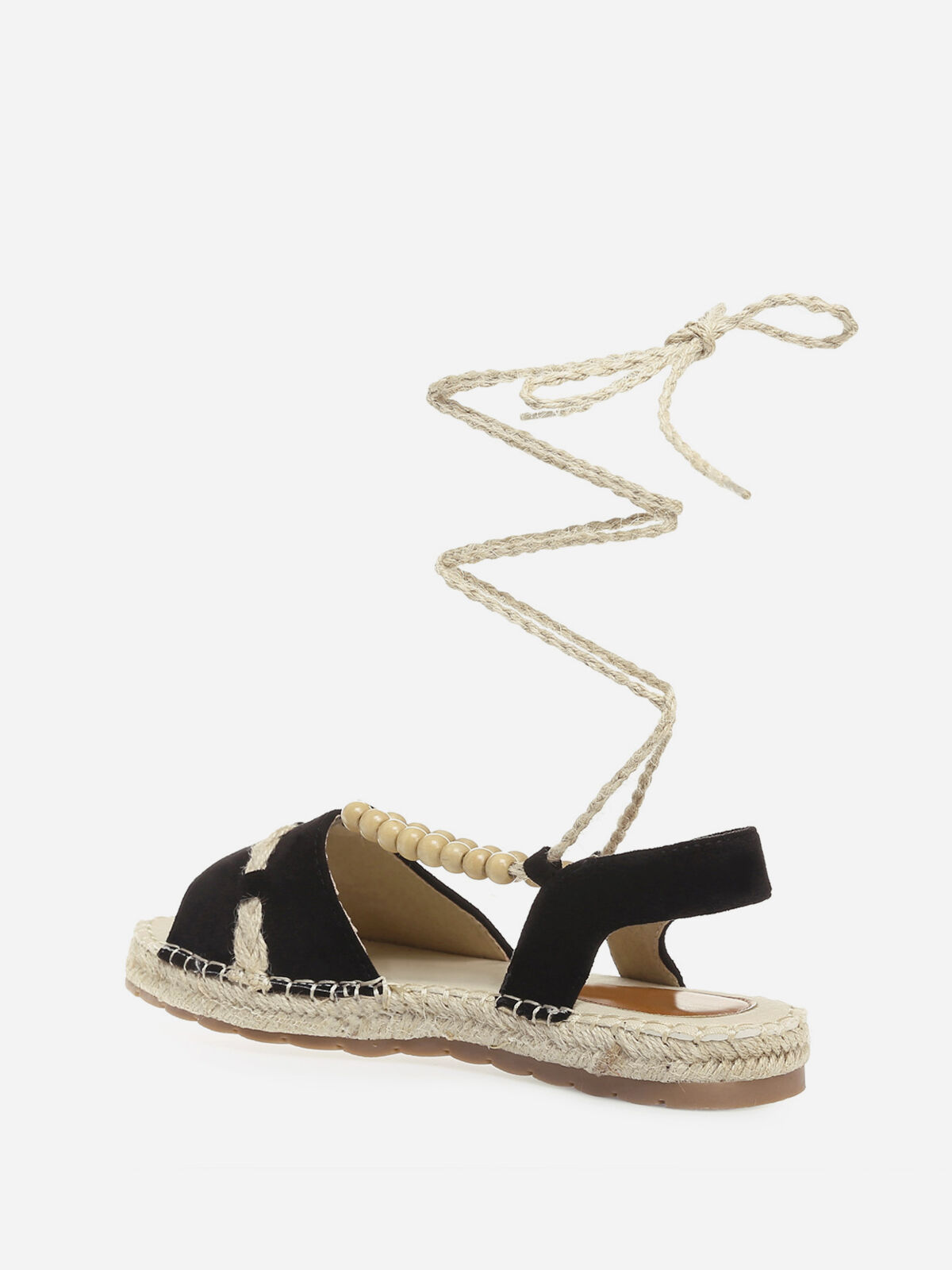 Espadrilles à lanière en chanvre- Noir