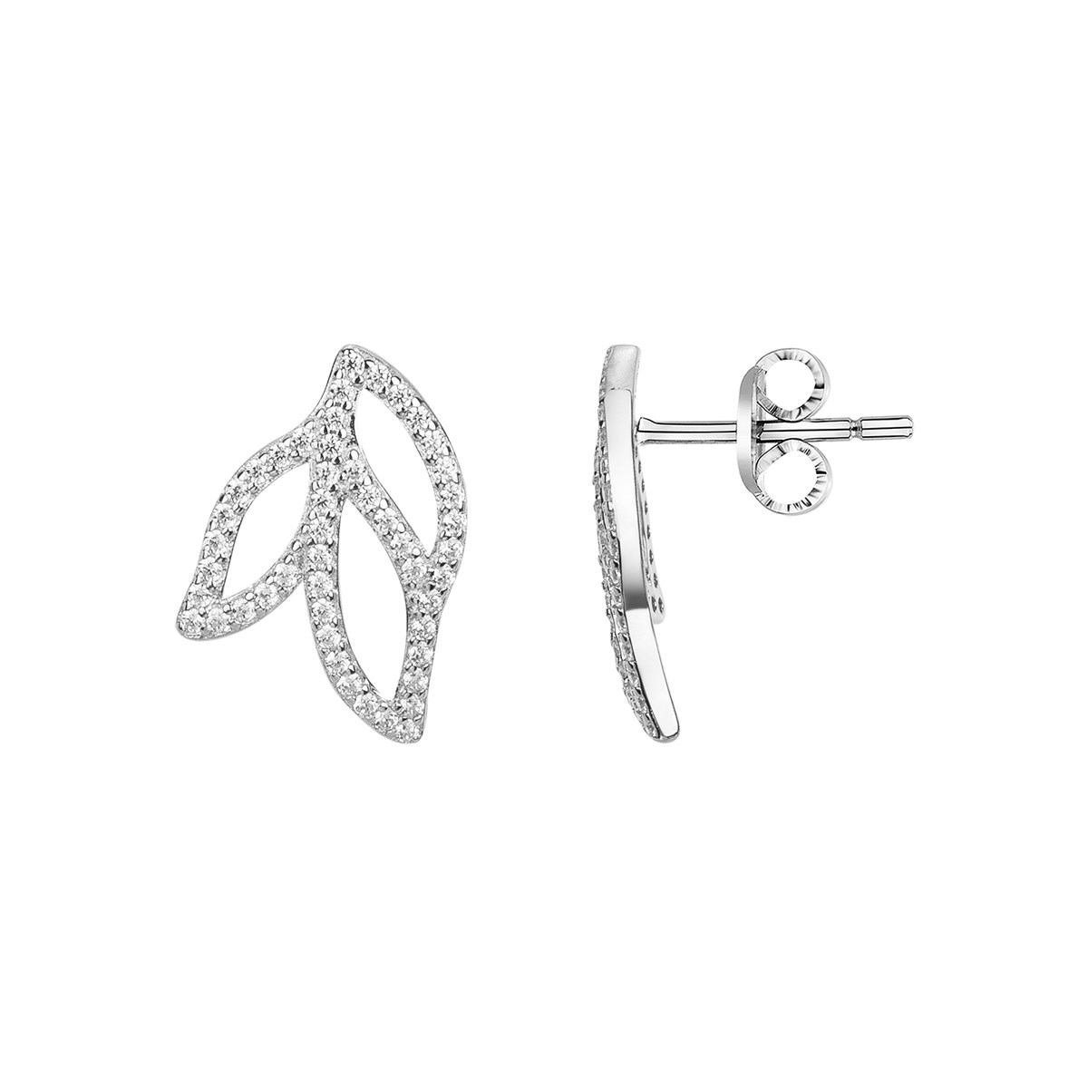 Boucles d'oreilles puces en Argent avec oxyde de zirconium blanc