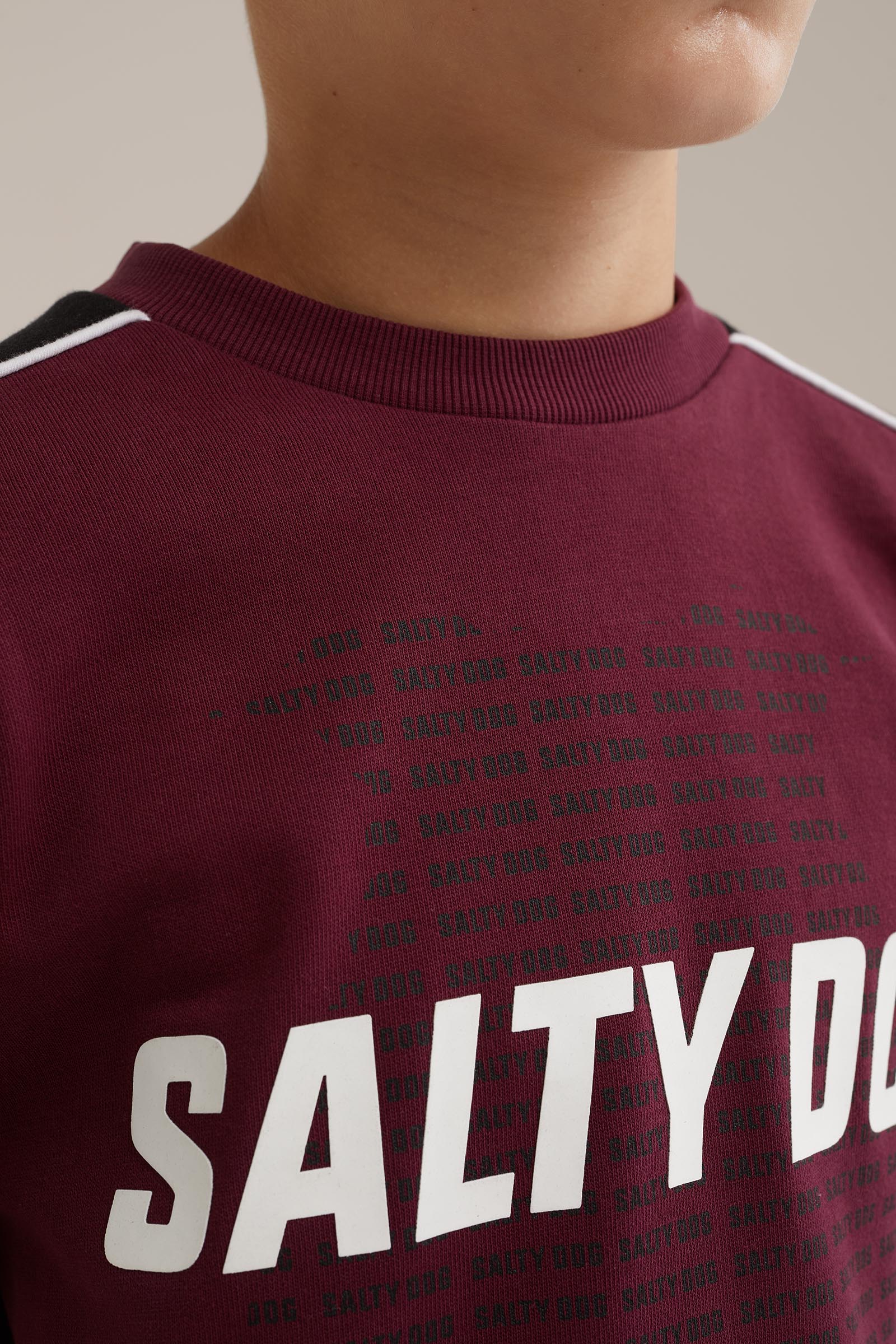 Jongens T-shirt met opdruk Salty Dog Bordeauxrood