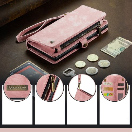 iPhone 16e 2in1 Leder Tasche   Magnet Hardcase Karten Etui - Rosa
