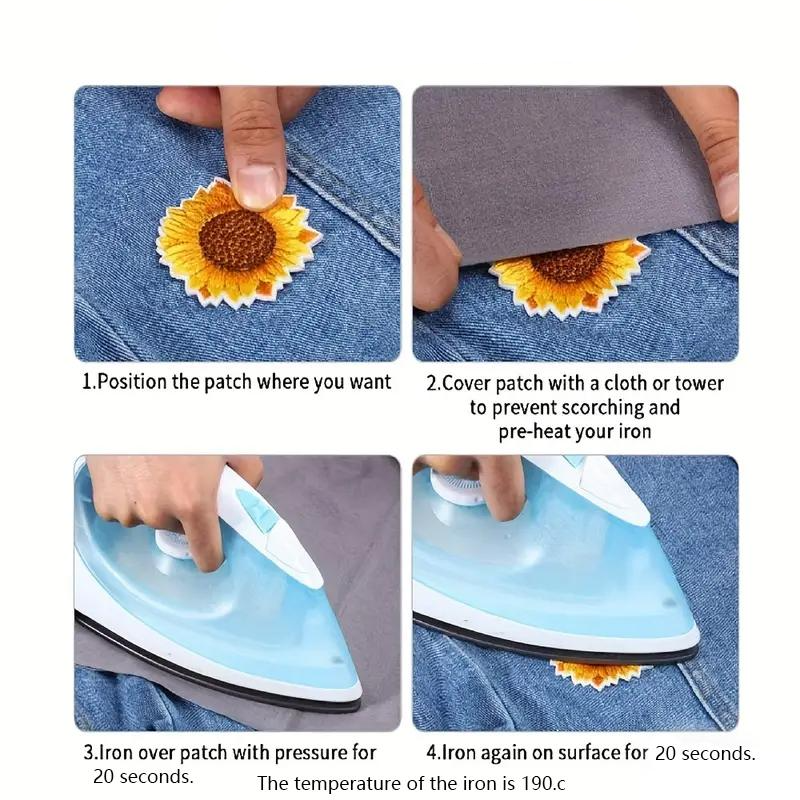 (17er Set) Stoff Blumen Flicken Bügelbilder DIY Bastel Aufnäher Patches für Kleider / Rucksack / Tischdecke -  Bunt