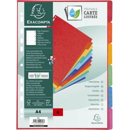 Intercalaires en carton, A4+, 6 touches