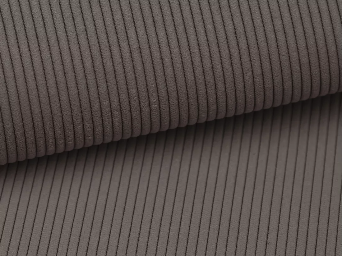 Lit coffre 160 x 200 cm avec tête de lit coutures verticales - Velours côtelé - Taupe - SARAH