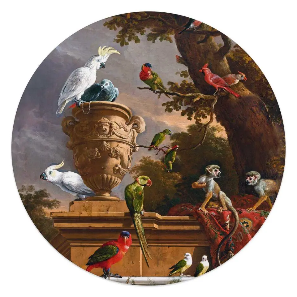 Plexiglasschilderij De Ménagerie Melchior d´Hondecoeter - Ø 50cm