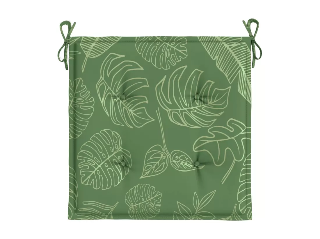 Coussins de chaise lot de 2 motif de feuilles 40x40x3 cm tissu