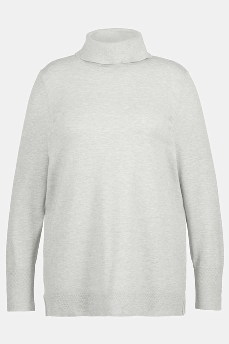 Rollkragenpullover, breite Rippbündchen, Langarm