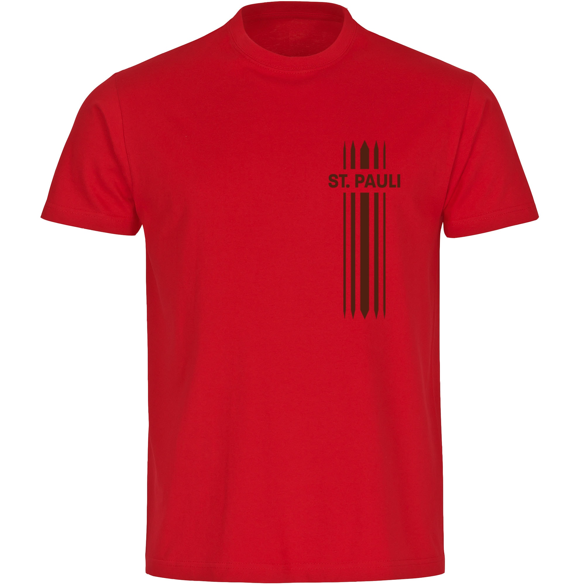 multifanshop® Herren T-Shirt - St. Pauli - Streifen - Druck braun