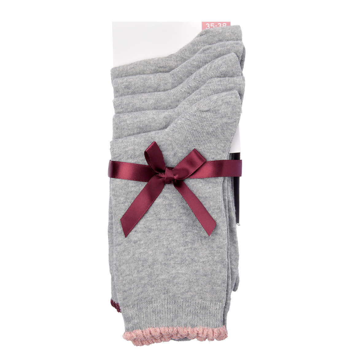 Gina Benotti 5 Paar Damen Socken mit Glitzergarn hellgrau