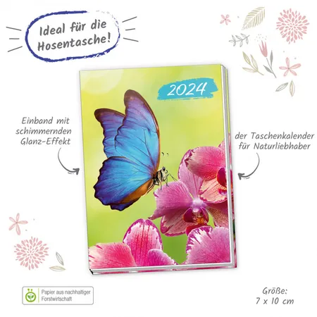 Trötsch Taschenkalender Schmetterling A7, 2024
